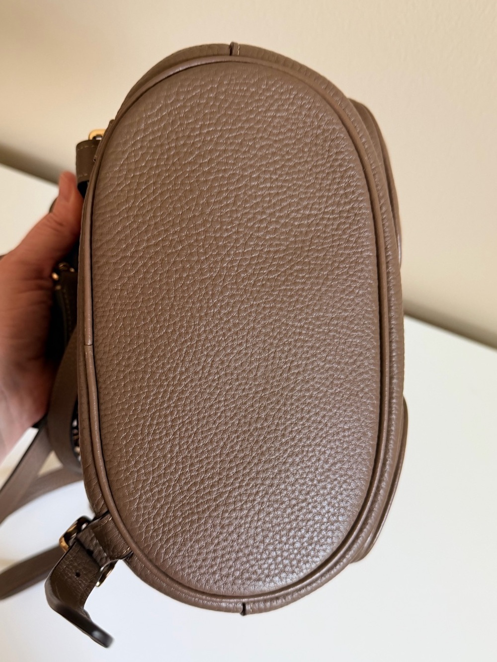Coach Hadley Taupe Pebbled Leather Mini Backpack with Gold Hardware - Picture 3 of 8